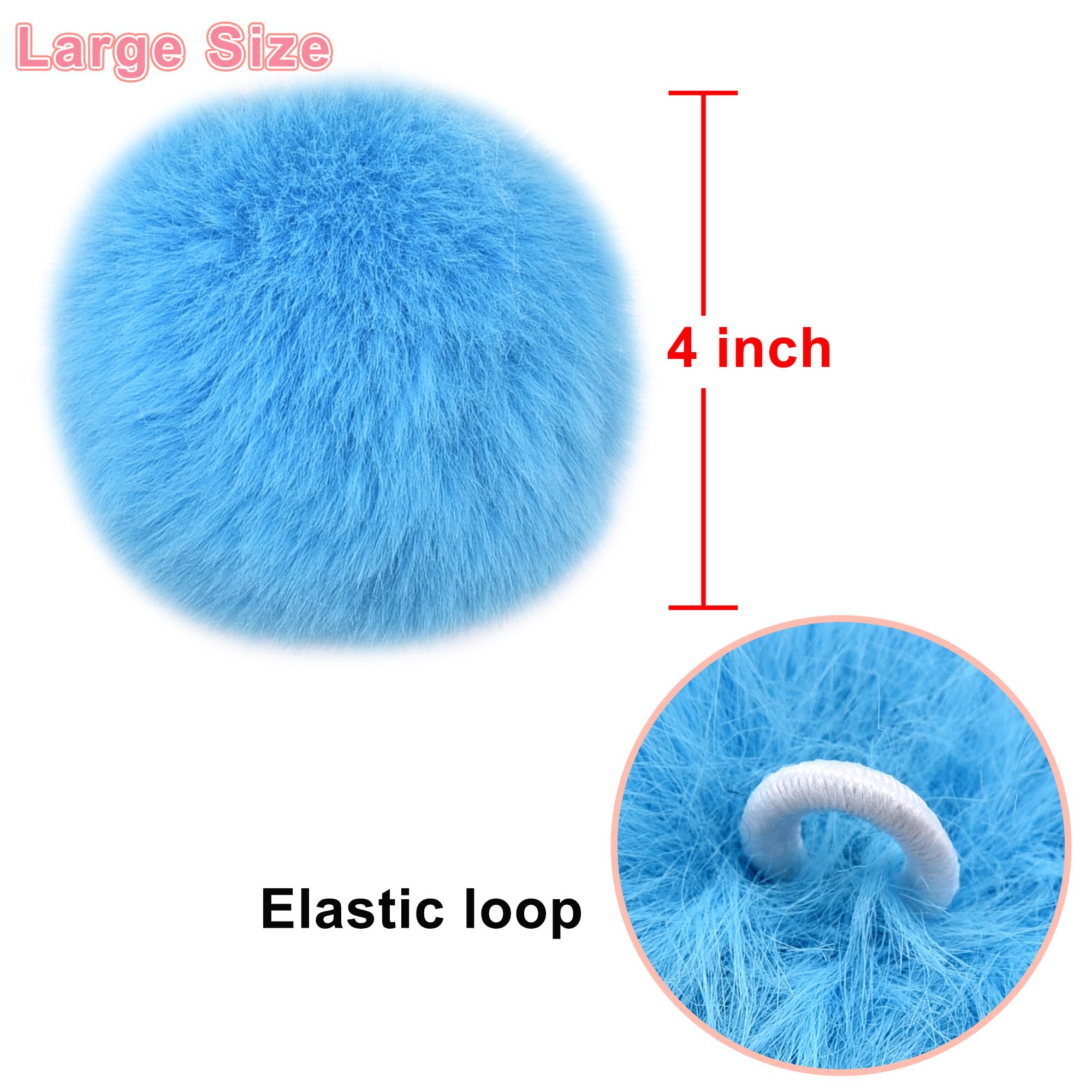 Amazon.com: BQTQ 6 Pieces 4 Inch Large Faux Rabbit Fur Pom Pom